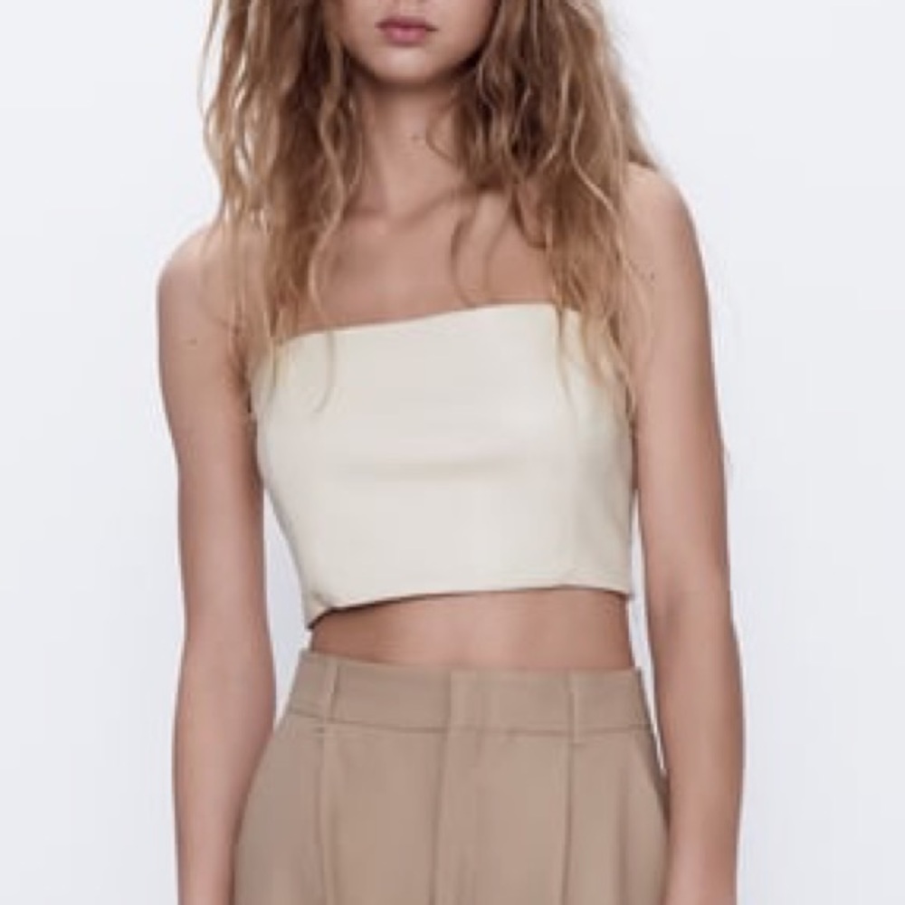 NWT Zara Faux Leather Crop Top